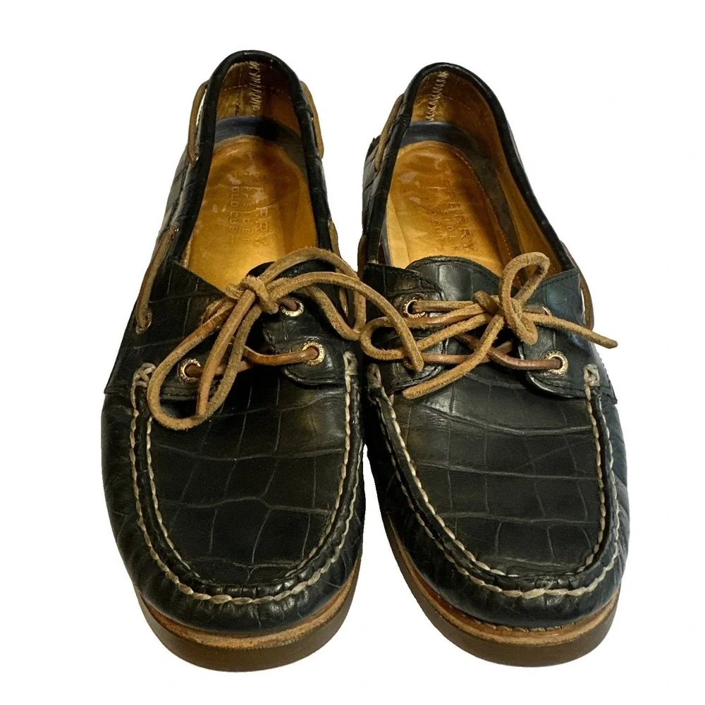 SPERRY, TOP-SIDER, Gold Cup Women's Alligator Embossed 2-Eye Size: 10M STS94078